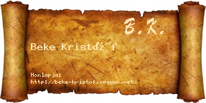 Beke Kristóf névjegykártya