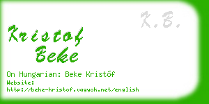 kristof beke business card