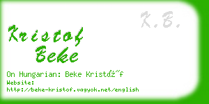 kristof beke business card